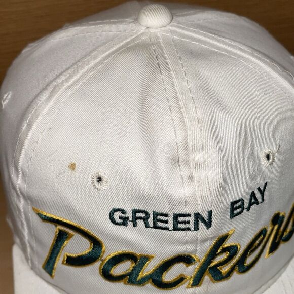 Vintage Green Bay Packers Sport Specialties Script Snapback Hat Cap White RARE - Picture 5 of 16